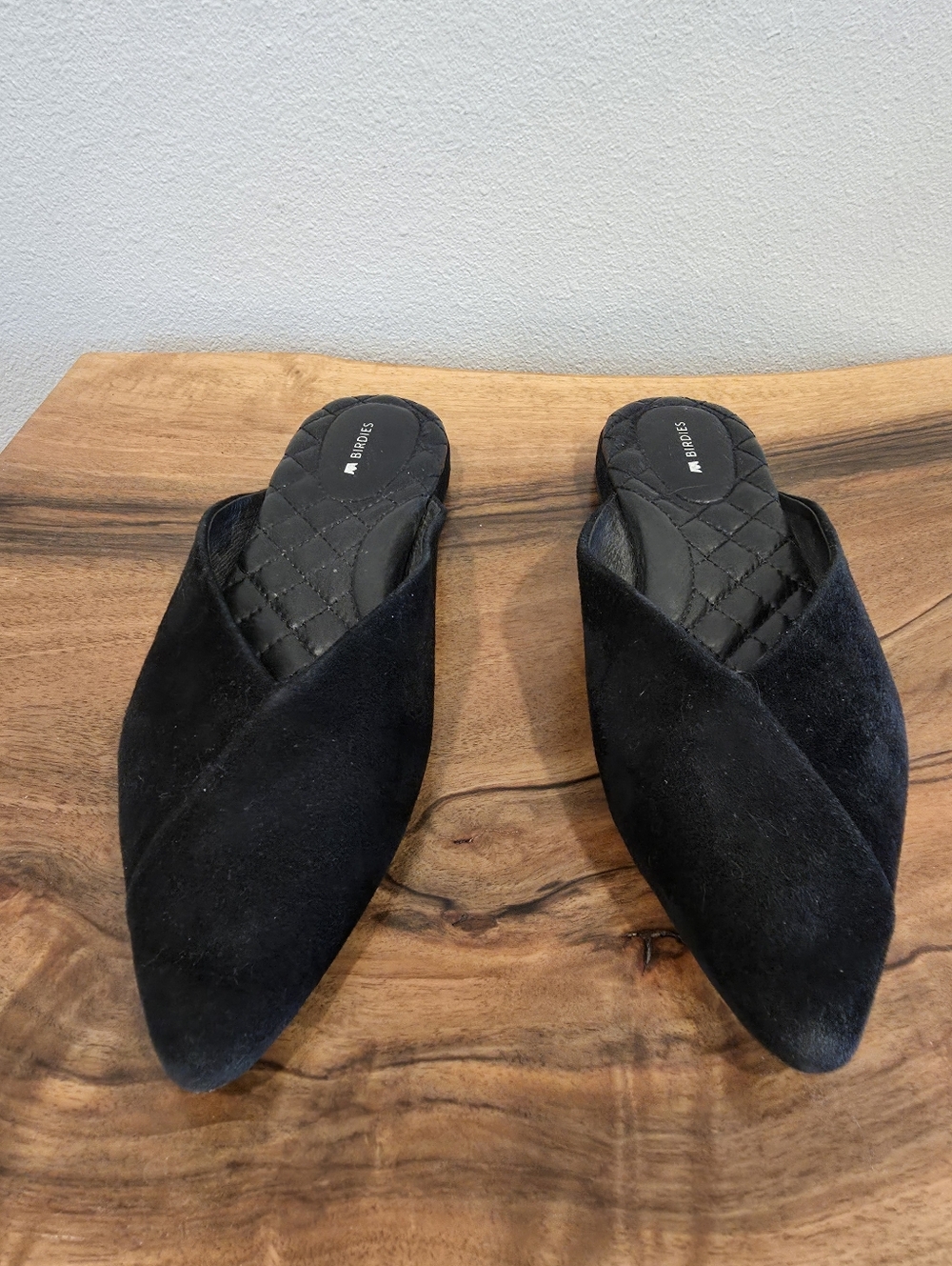 Birdies Swan Black Suede Mules - Picture 4 of 12